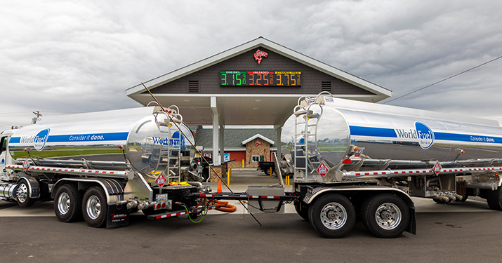 WFS Carrier Tankers in front of Retail store