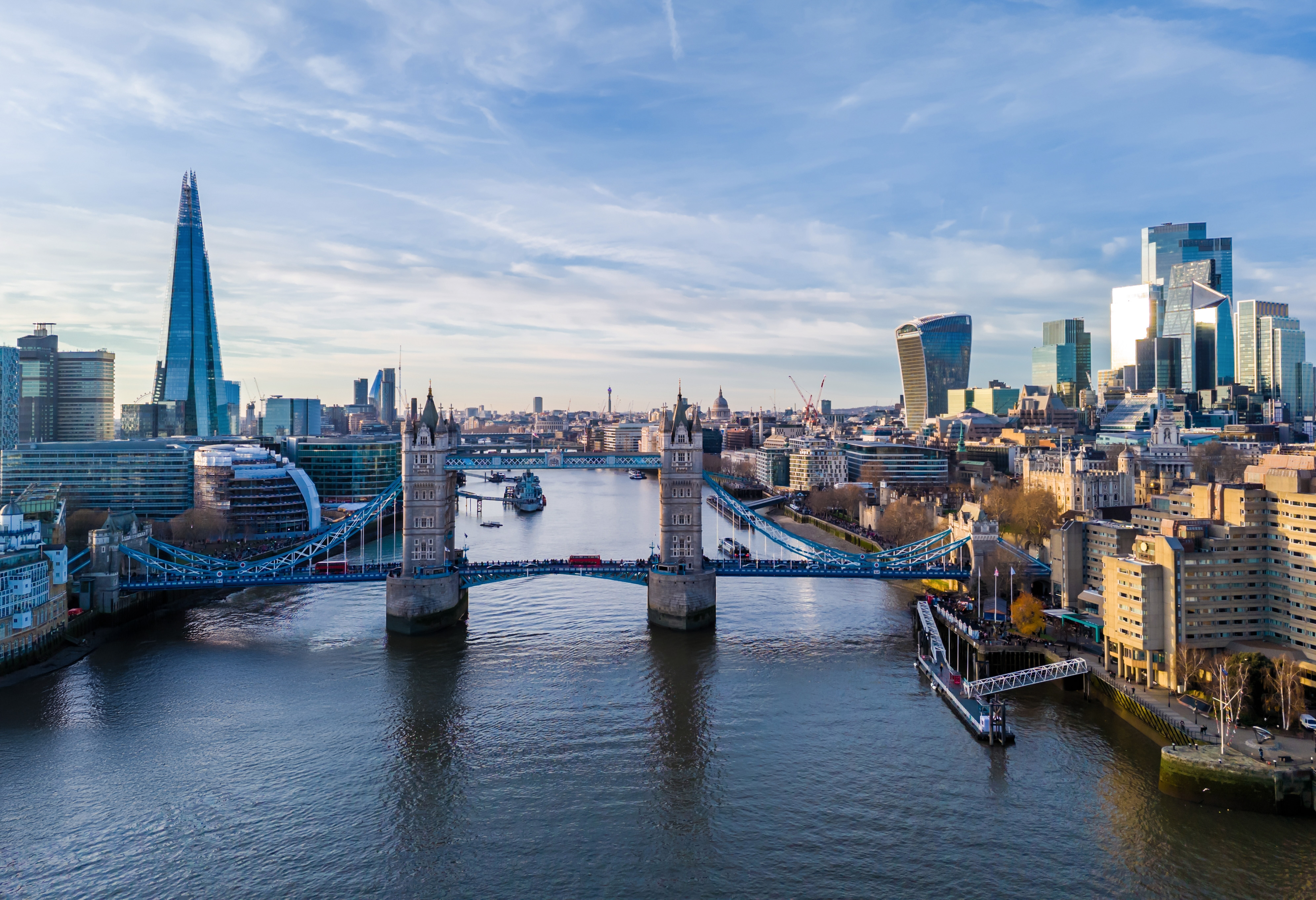 London skyline over river