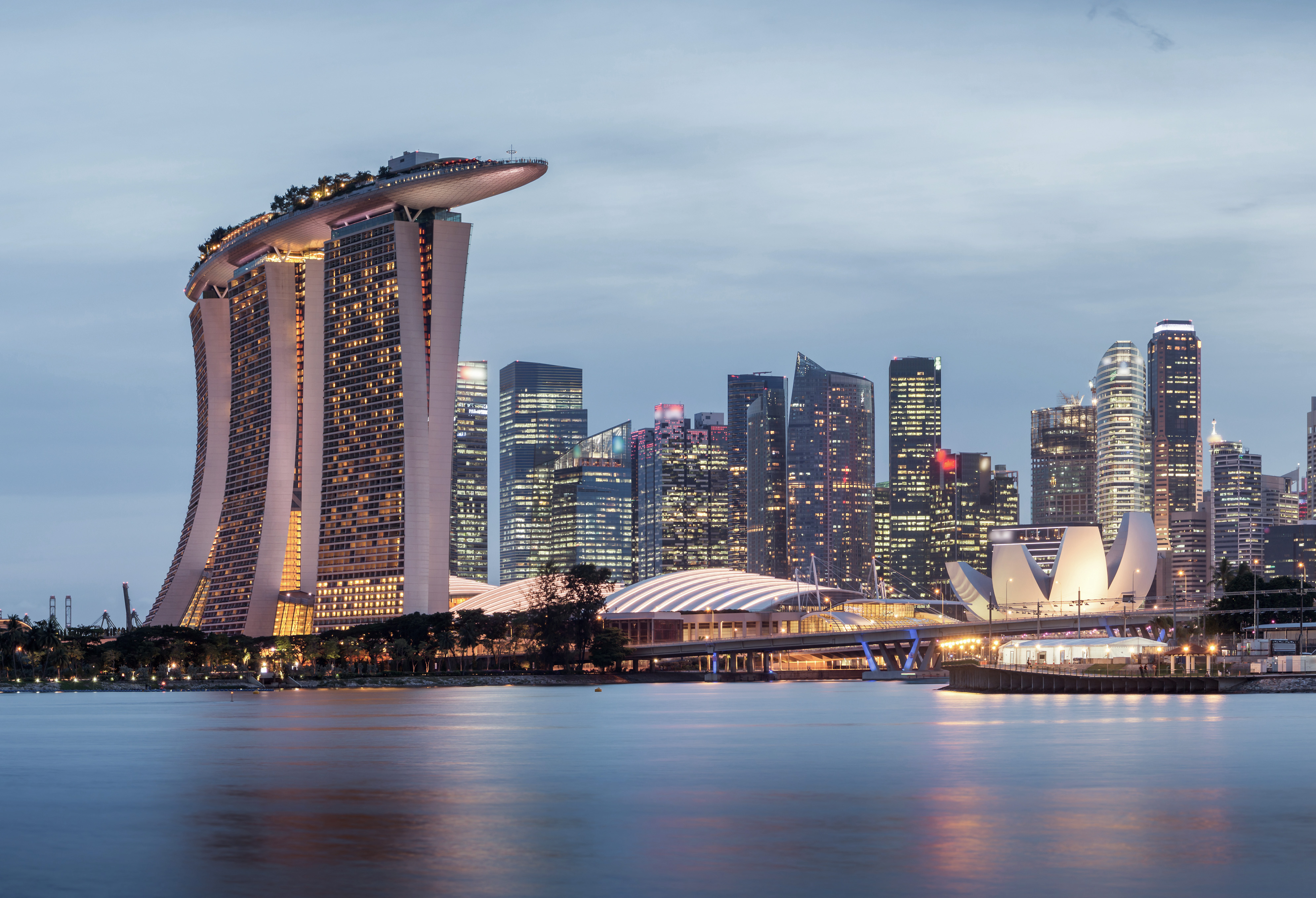 London skyline over river