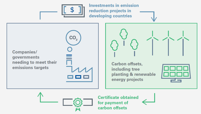 carbon offset process icons