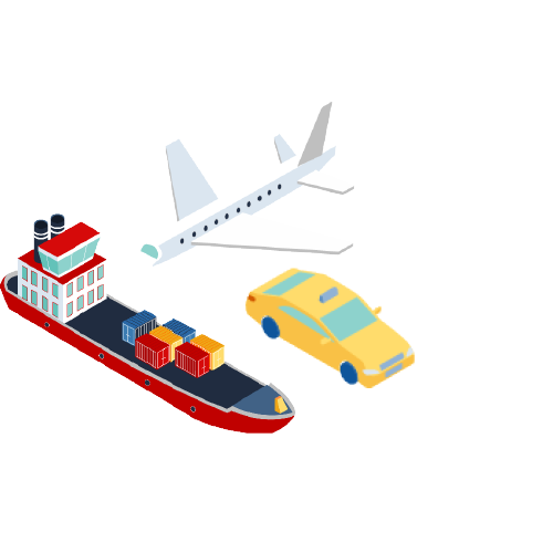 plane ship and car graphic