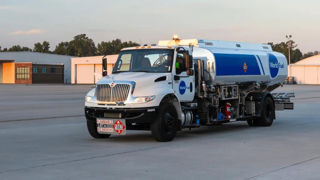 Truck driving through airport