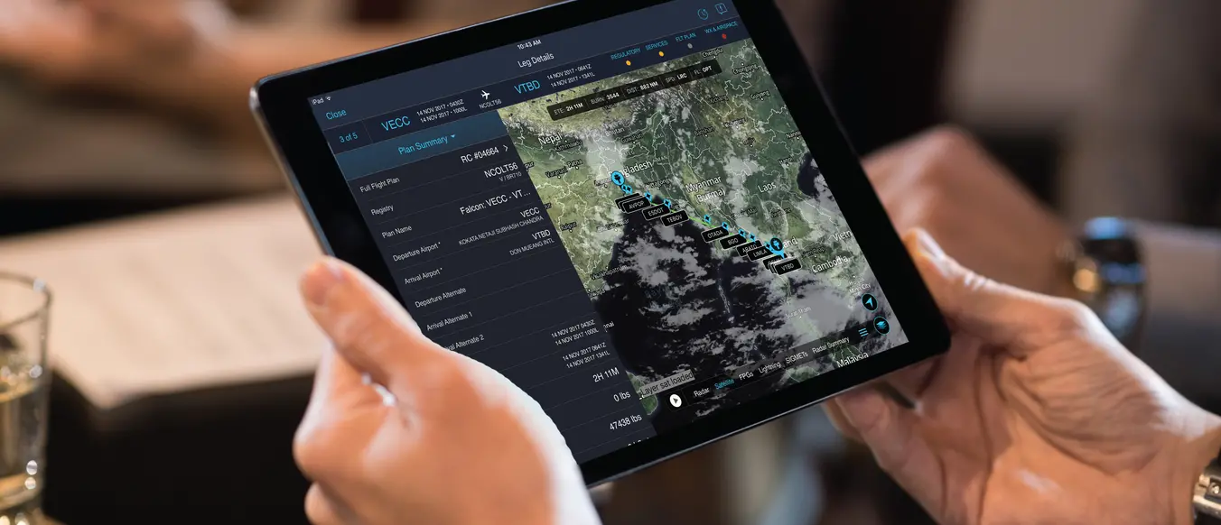 Person holding an iPad with myWorld App on the screen