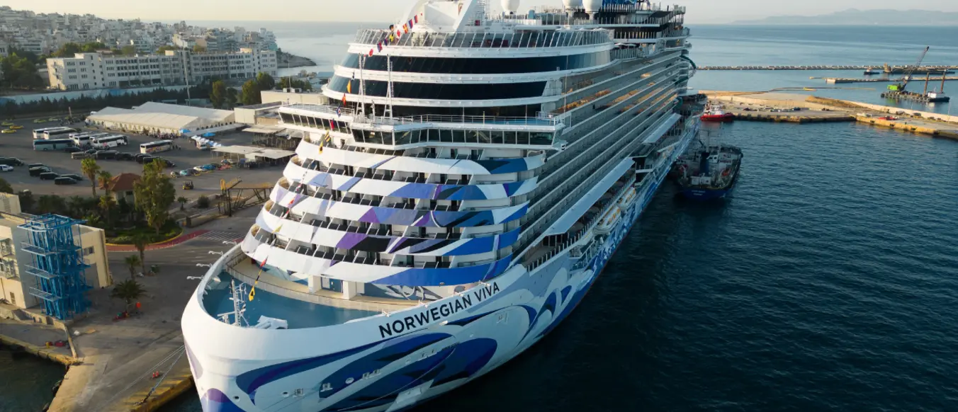 Norwegian Cruise Line ship at dock in Greece