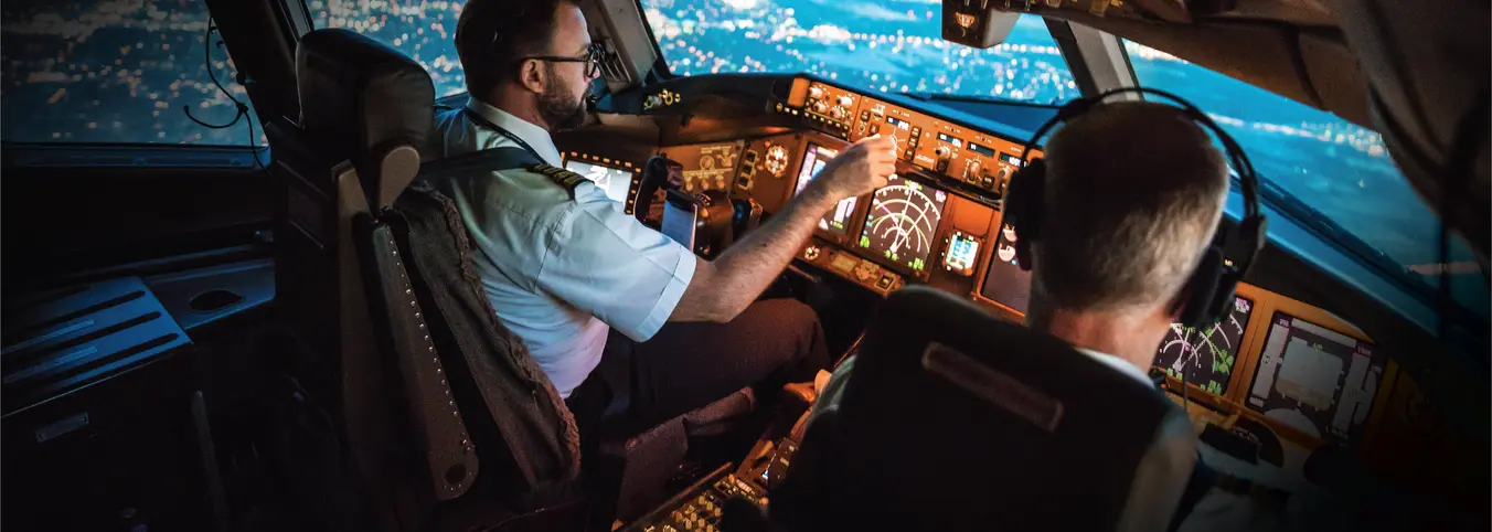 Two pilots in a cockpit