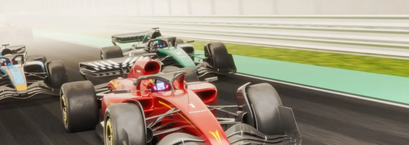 Generic race cars on a generic race track