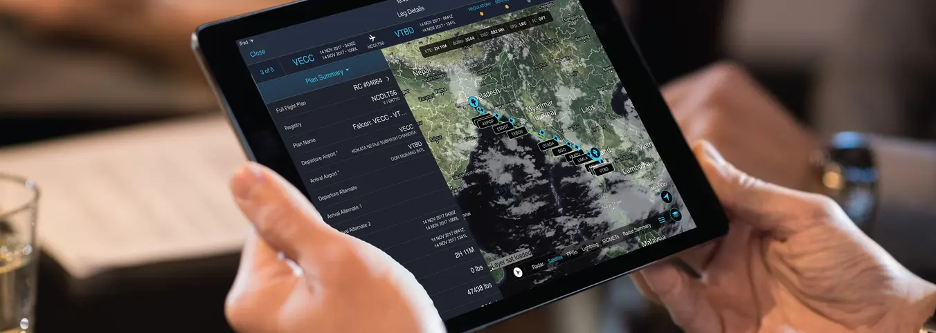 Person holding an iPad with myWorld App on the screen