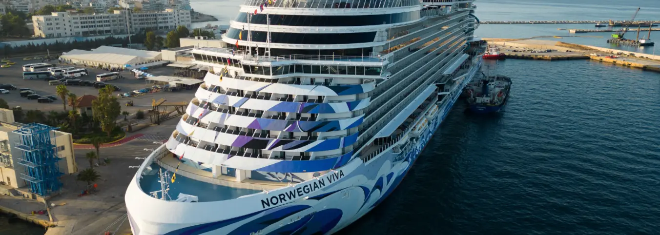 Norwegian Cruise Line ship at dock in Greece