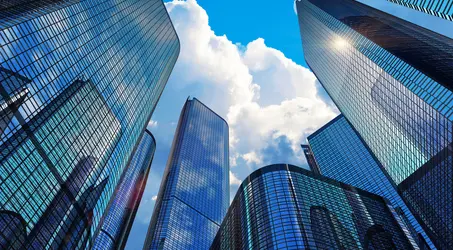 Big Bank Buildings. Looking Up