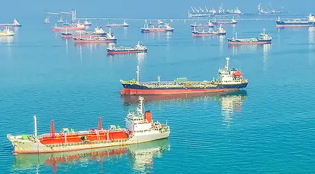 Multiple Vessel organized in ocean