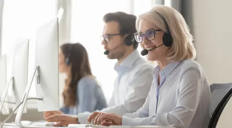 woman with headset on