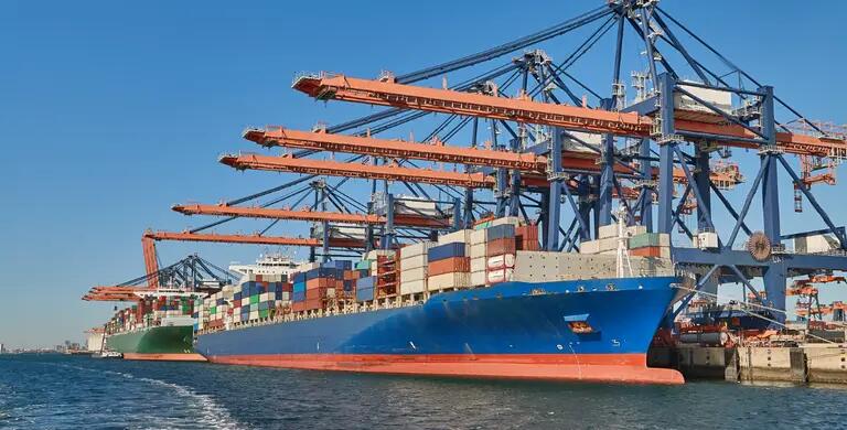 container ship at port
