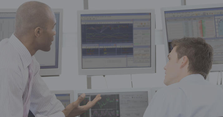 analysts looking on the screen