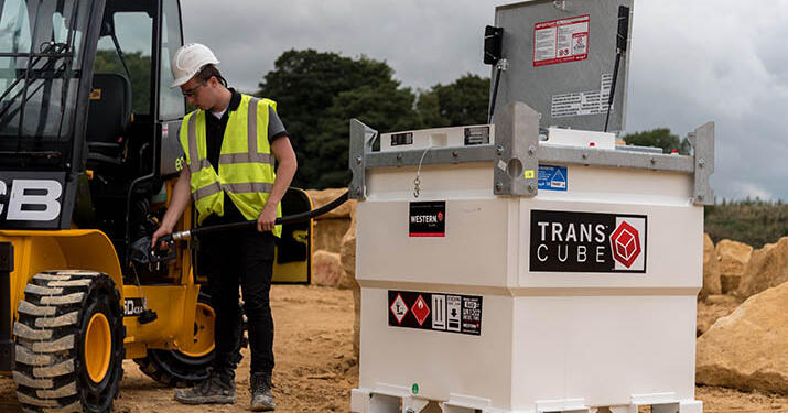 fuel being pumped from a storage cube