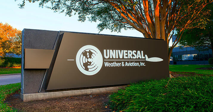 Universal Weather and Aviation's office sign